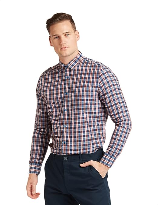 Splash Smart Plaid Long Sleeves Shirt for Men