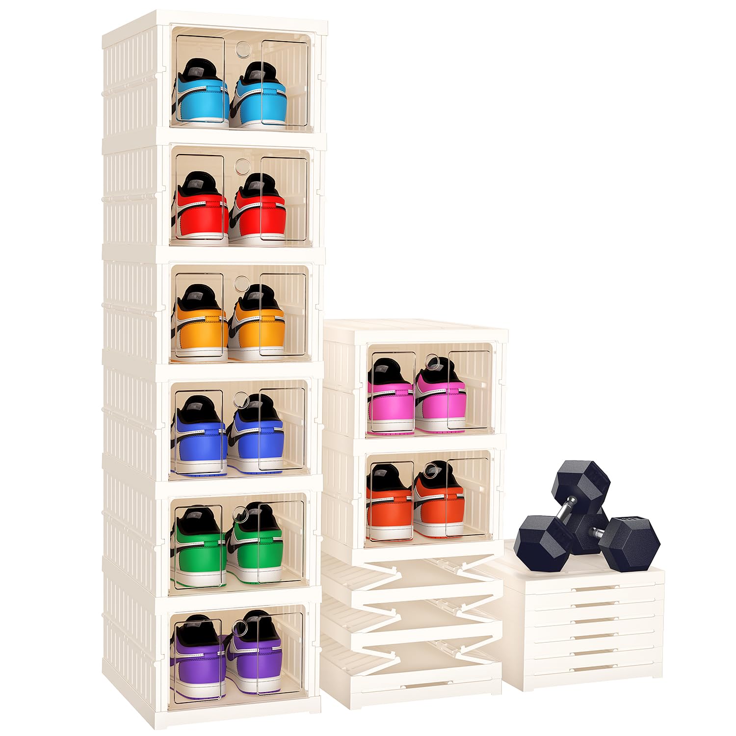 CFBF Foldable Shoe Storage Box – 6-Tier Plastic Cabinet with Clear Door