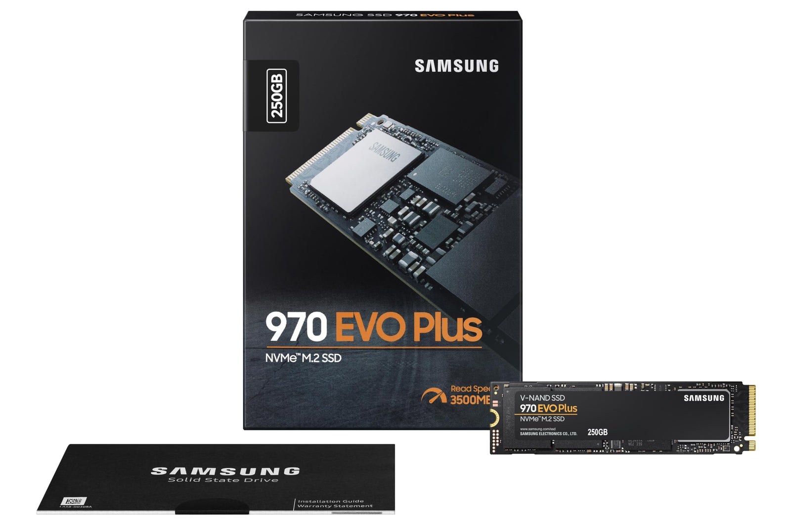 سامسونج 970 إيفو بلس 250 جيجابايت M.2 PCIe NVMe قرص SSD داخلي (العبوة متضررة)