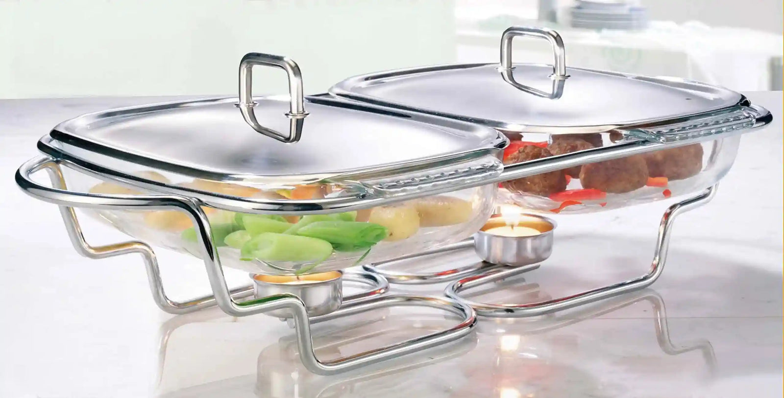 Chef Inox Food Warmer, Silver/Clearglass -Damage Box - Safqqa Egypt