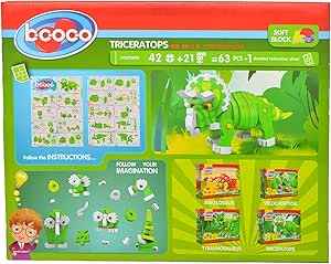 Legado Plastic Triceratops Building Set - 64 Pieces, Green (Lagoda-1271-1-64)