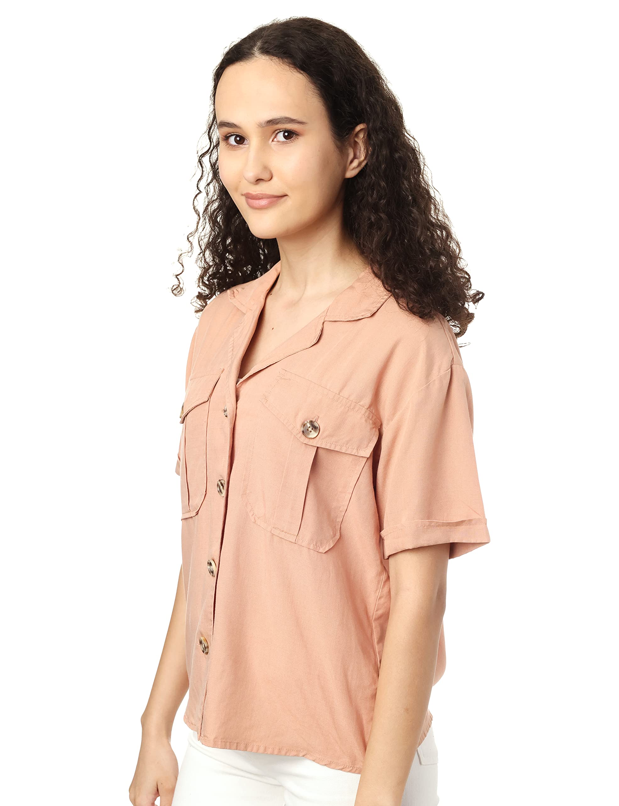 Lee Cooper Chest Buttoned Pockets Short SLeeves Shirt for Women XS