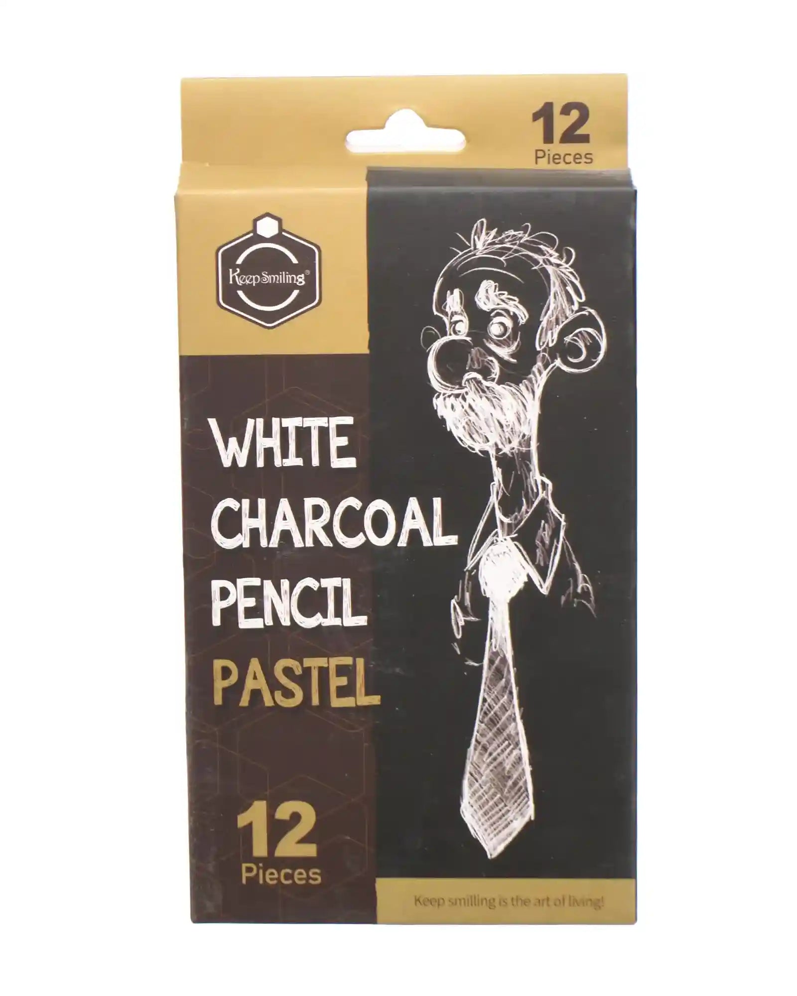 Keep Smiling TB-1070W_HS-13 Set Of 12 Pieces Of White Charcoal Pencils Suitable For classroom, Homes - Safqqa Egypt