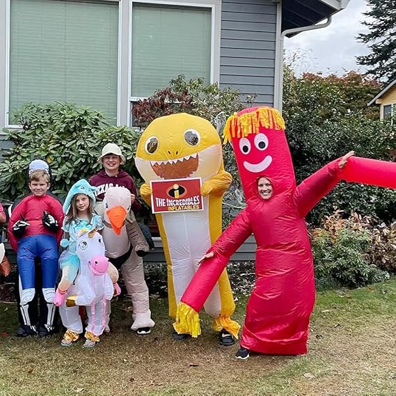  زي القرش القابل للنفخ كامل الجسم من MXoSUM هذا الزي الممتع والمثير للانتباه يتم نفخه ليأخذ شكل قرش