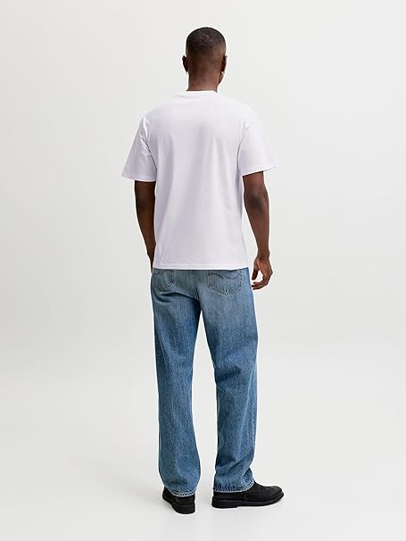 JACK & JONES Men O-Neck T-Shirt White Casual Comfortable Everyday Wear