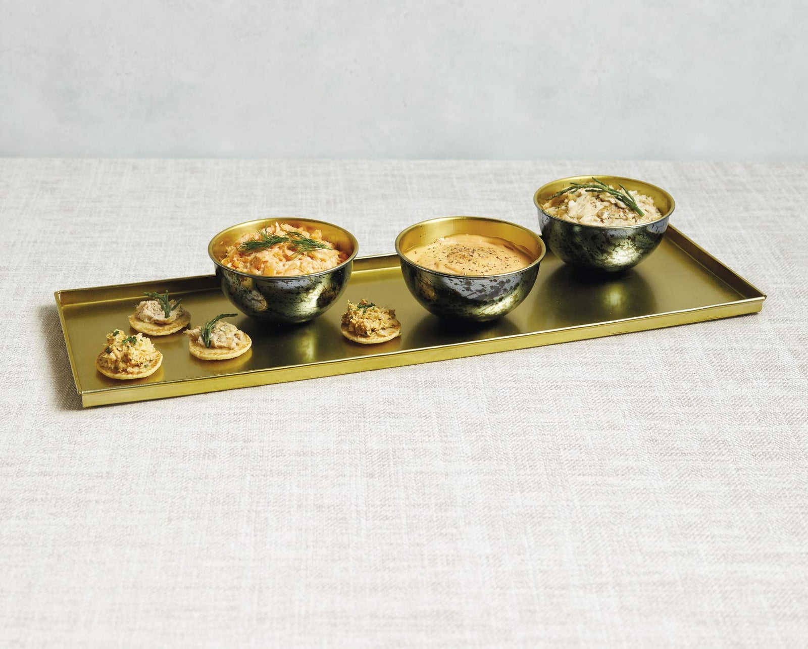 ARTESÀ Serving Platter with Tapas Dishes in Gift Box, Galvanised Steel, Metallic Blue/Brass