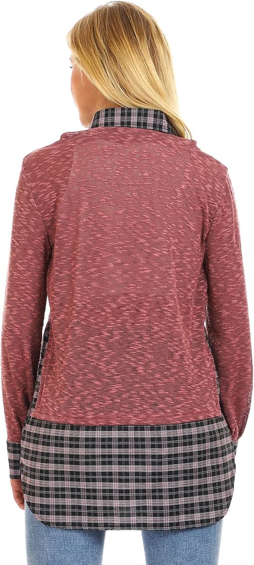 JAMILA Bi toned Classic Collar Top SHIRT For Women,Classic collar for a polished and sophisticated appearance. – Safqqa Egypt