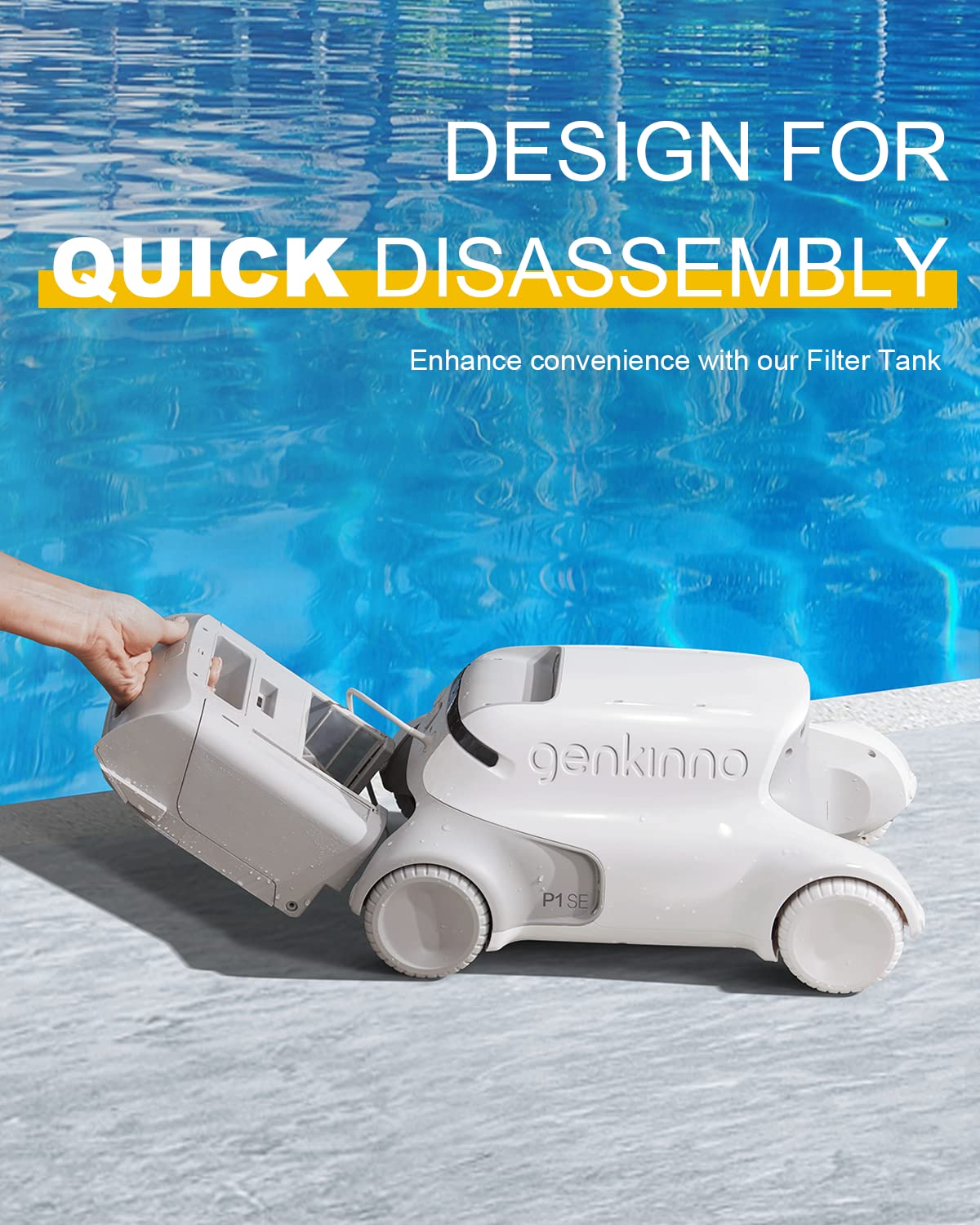 genkinno Pool Robot Pool Vacuum Cleaner Powerful Active Cleaning, Automatic Pool Cleaner up to 120 Minutes Running Time, Quick Dismountable Filter, Intelligent Navigation Robotic Pool Vacuum Cleaner