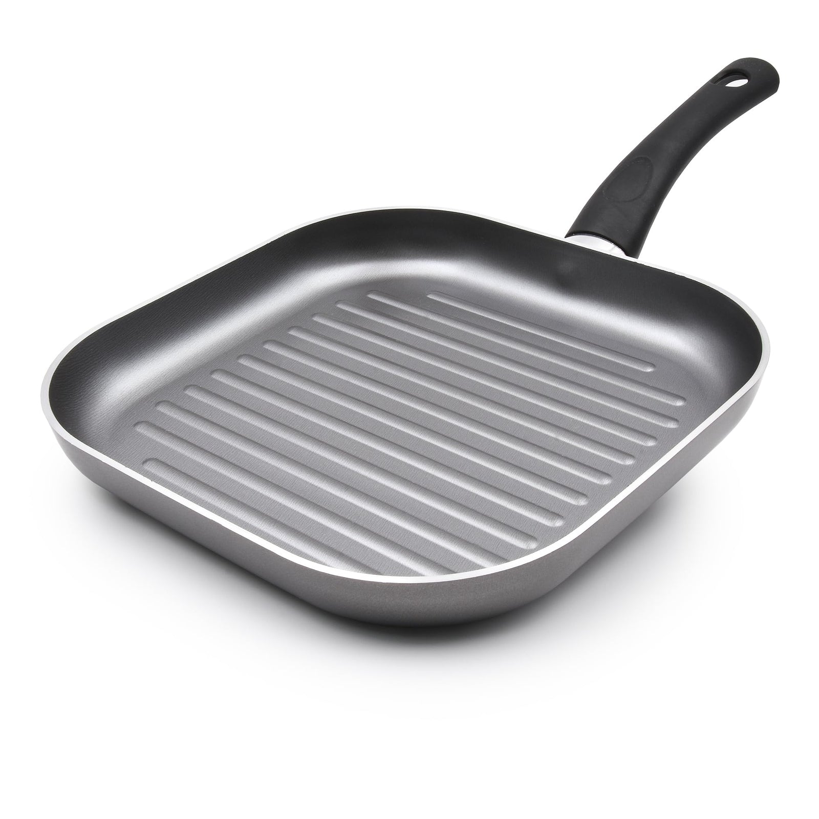 Celar Aluminum Soft Touch Fitting Square Grill Pan, 26 cm Size, Grey, Made In Portugal
