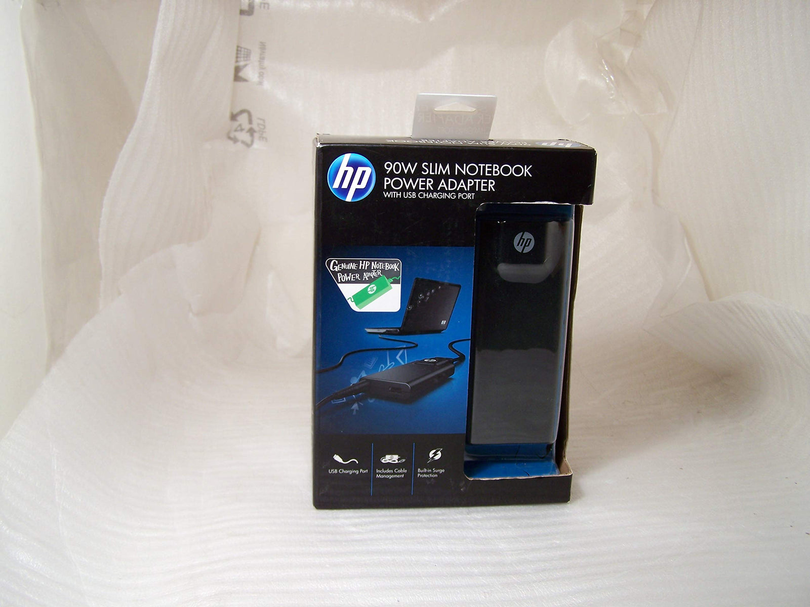 محول تيار متردد HP Slim - G6H45AA#ABB - 90 واط - 5 فولت تيار مستمر للكمبيوتر المحمول، الهاتف المحمول، مشغل الصوت/الفيديو المحمول