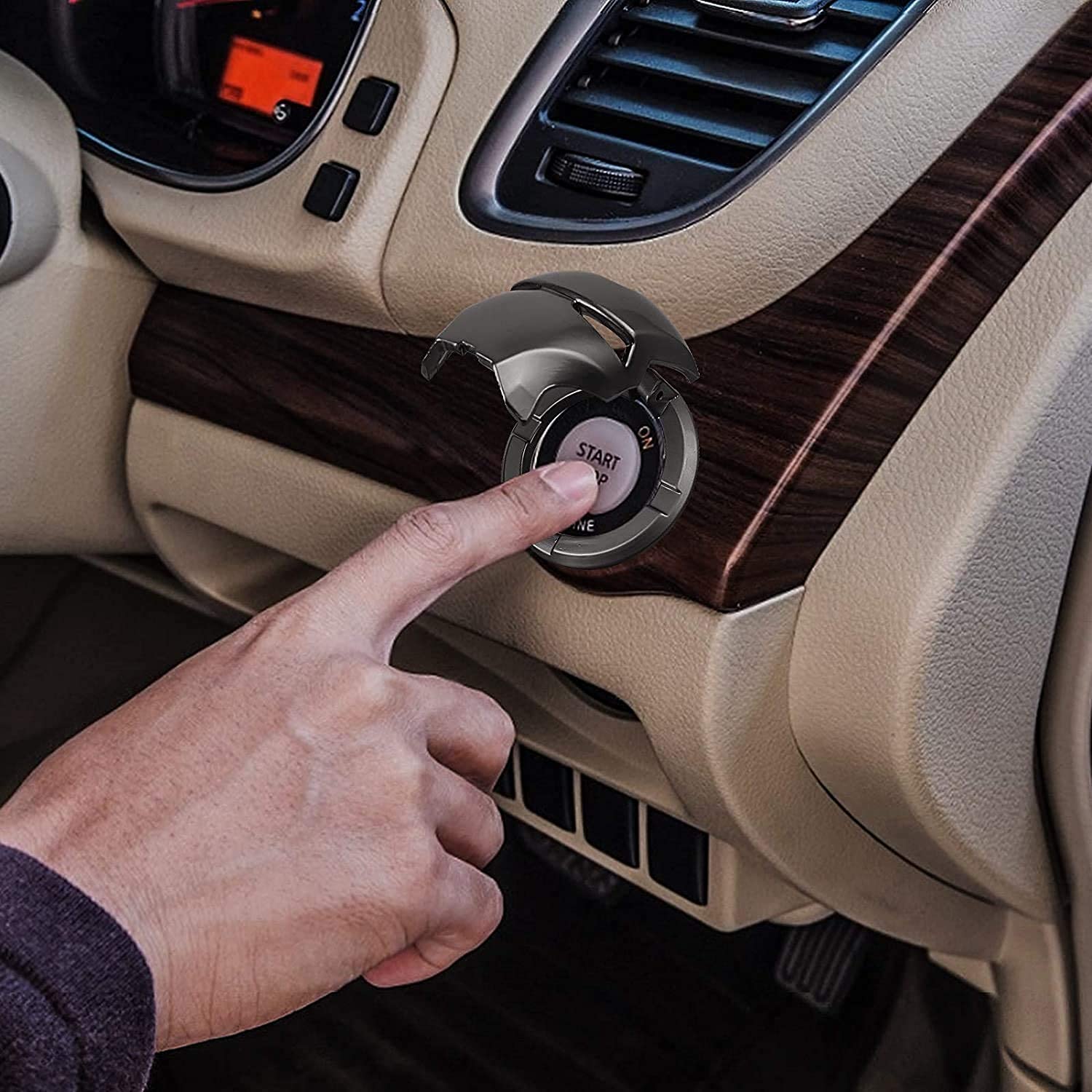 Car Engine Start Button Cover – Decorative Scratch-Proof Protective Ring