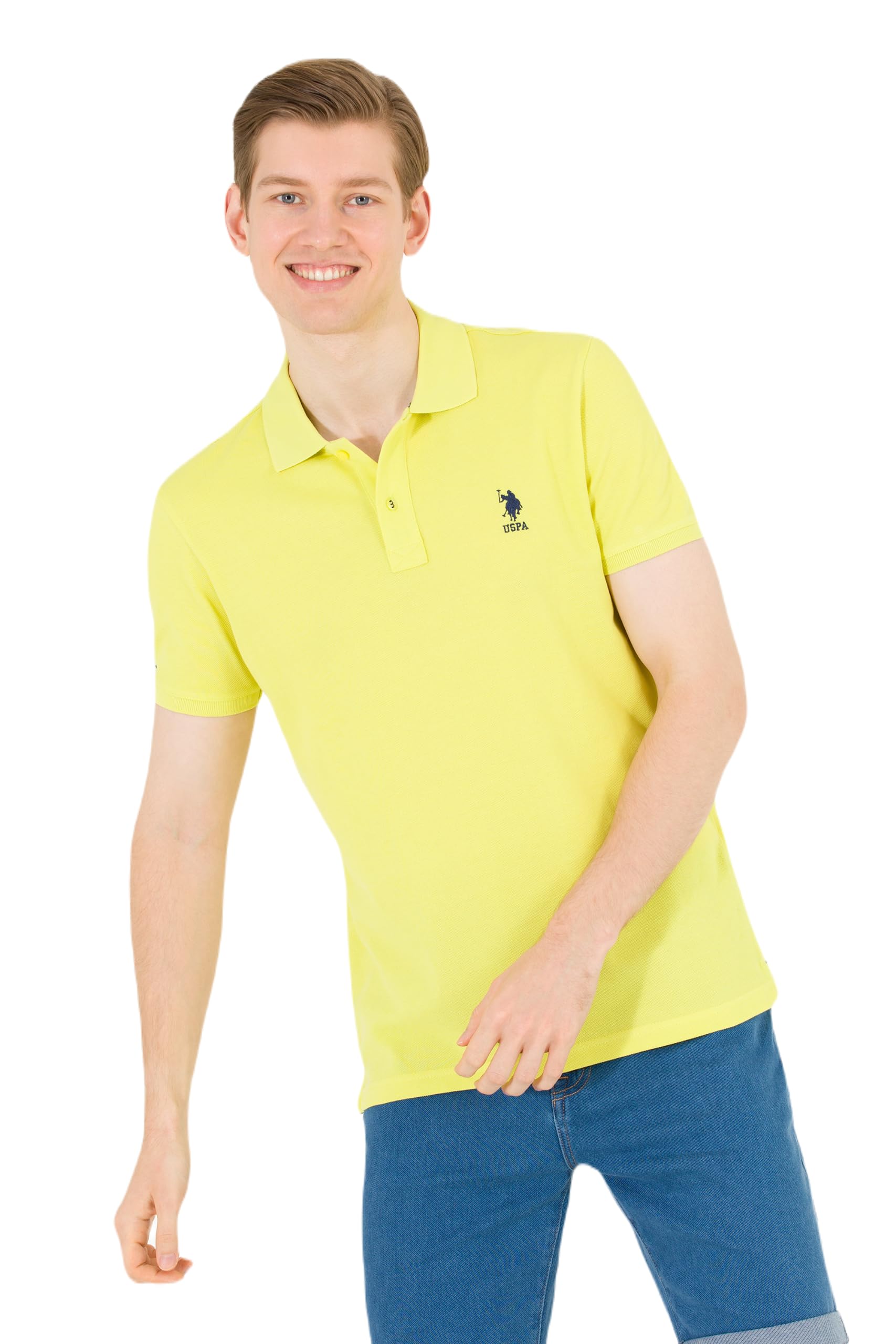 قميص بولو رجالي من U.S. Polo Assn. – 100% قطن، قصير الأكمام