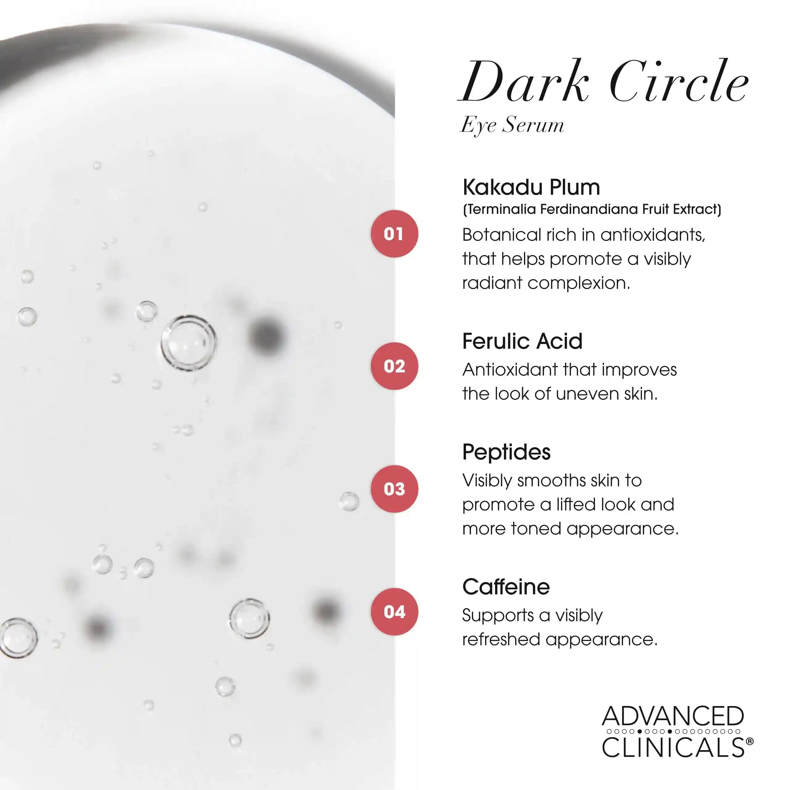 سيروم الكافيين لعلاج الهالات السوداء تحت العين من أدفانسد كلينيكالز، مع مرطب حمض الهيالورونيك والببتيدات | سيروم فيتامين سي المُشرق يُساعد على تحسين مظهر انتفاخ العين والخطوط الدقيقة، 1.75 أونصة سائلة – Safqqa Egypt