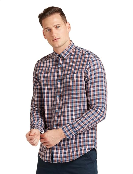 Splash Smart Plaid Long Sleeves Shirt for Men