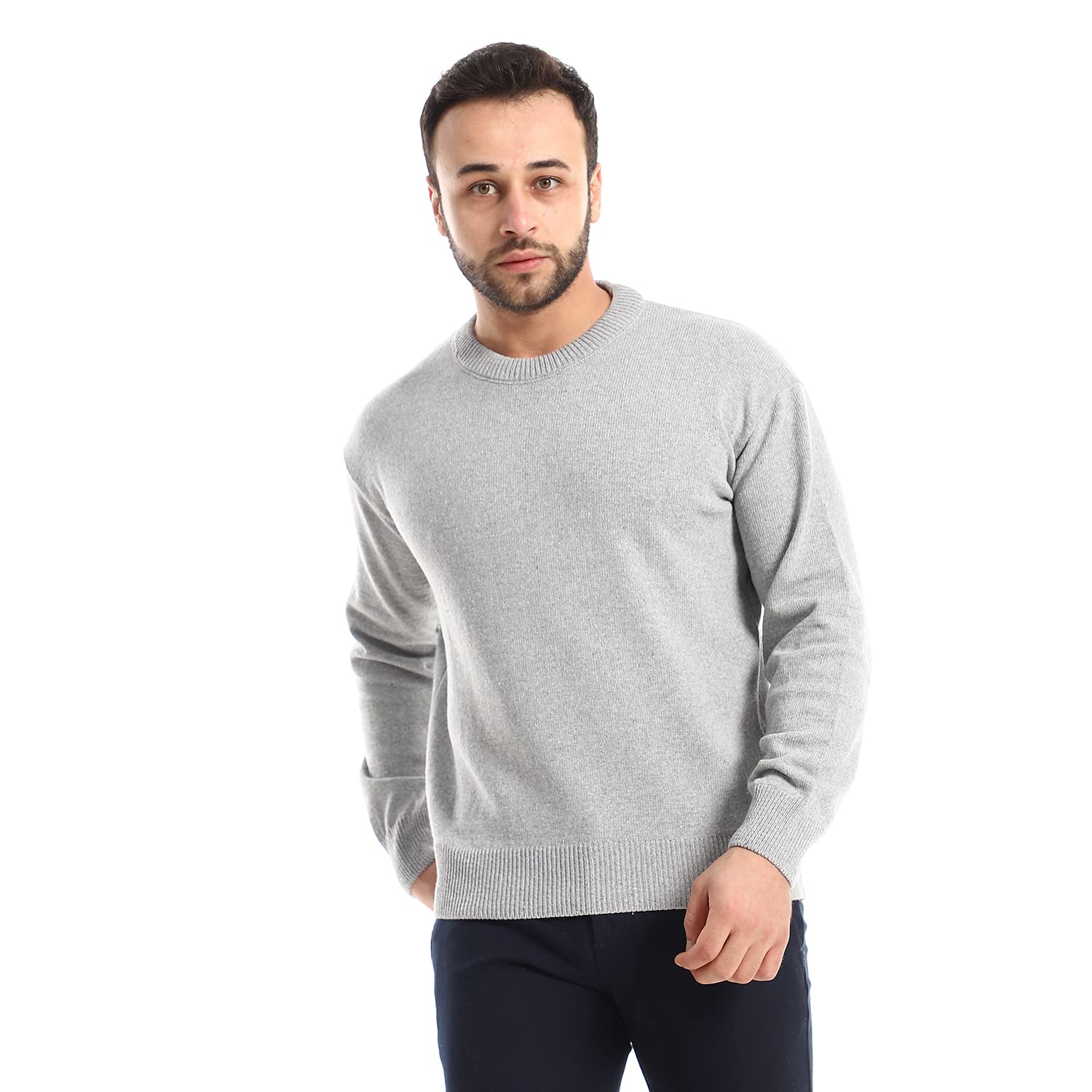 Andora mens Regular Fit Round Neck Basic Pullover Sweater