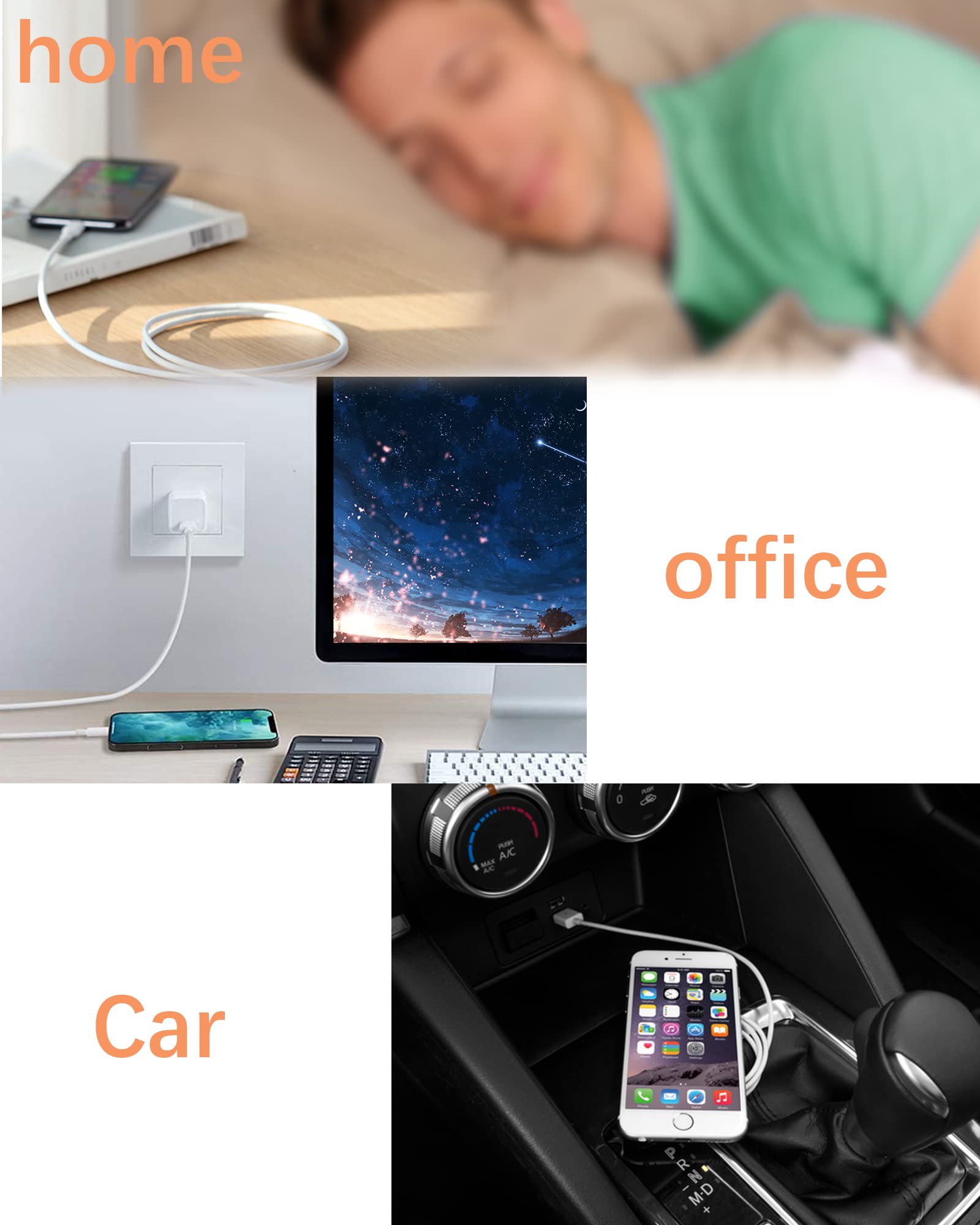 Ellies Apple MFi Certified iPhone Charger Cord 1M Lightning Cable Fast Charging High Speed Data Sync USB Cable Compatible with iPhone 13/12/11 Pro Max/XS MAX/XR/XS/X/8/7/Plus/6S iPad AirPods, white - Safqqa Egypt