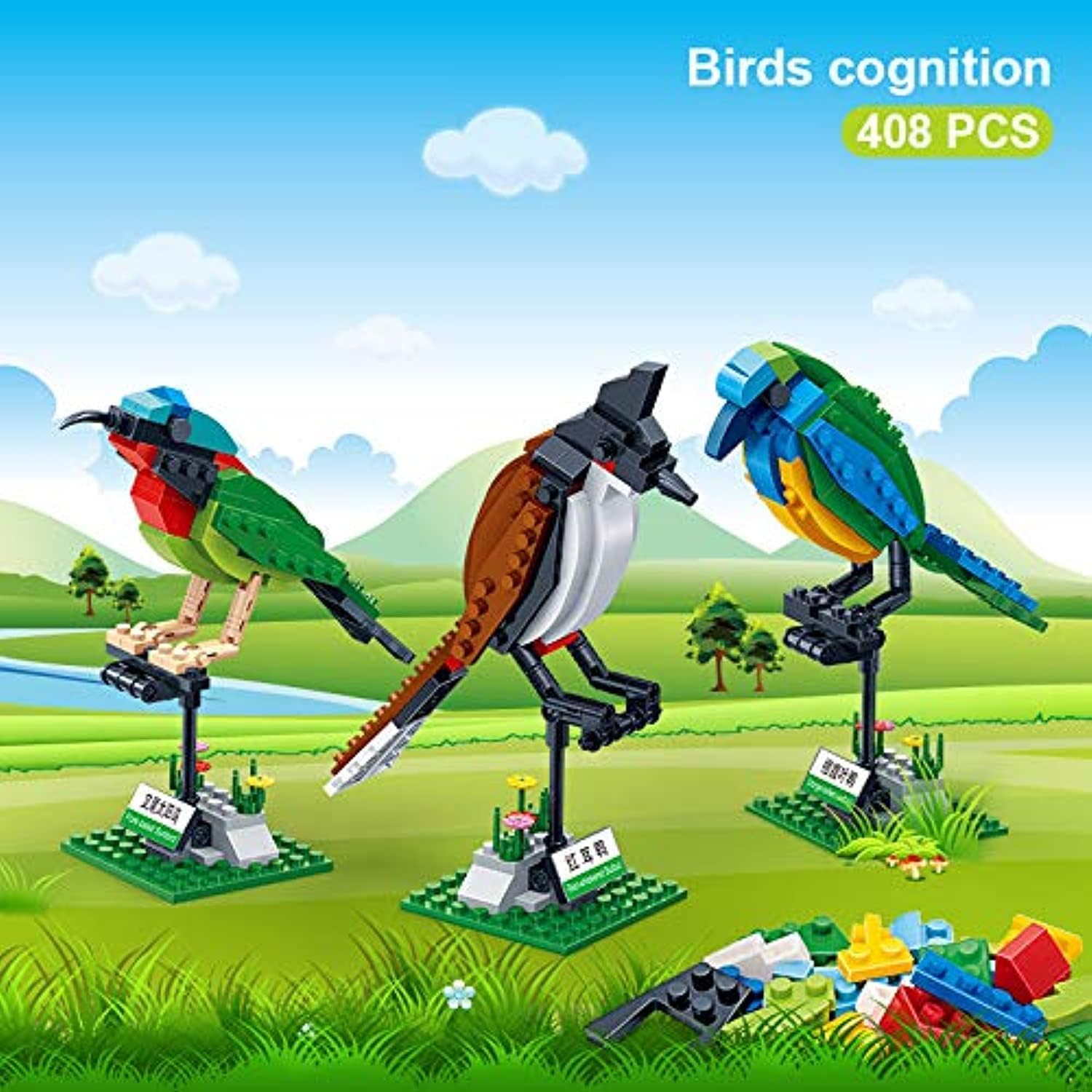 BanBao Building Blocks 3 Birds Set - Animal Cognition Bricks with Stickers (5123)