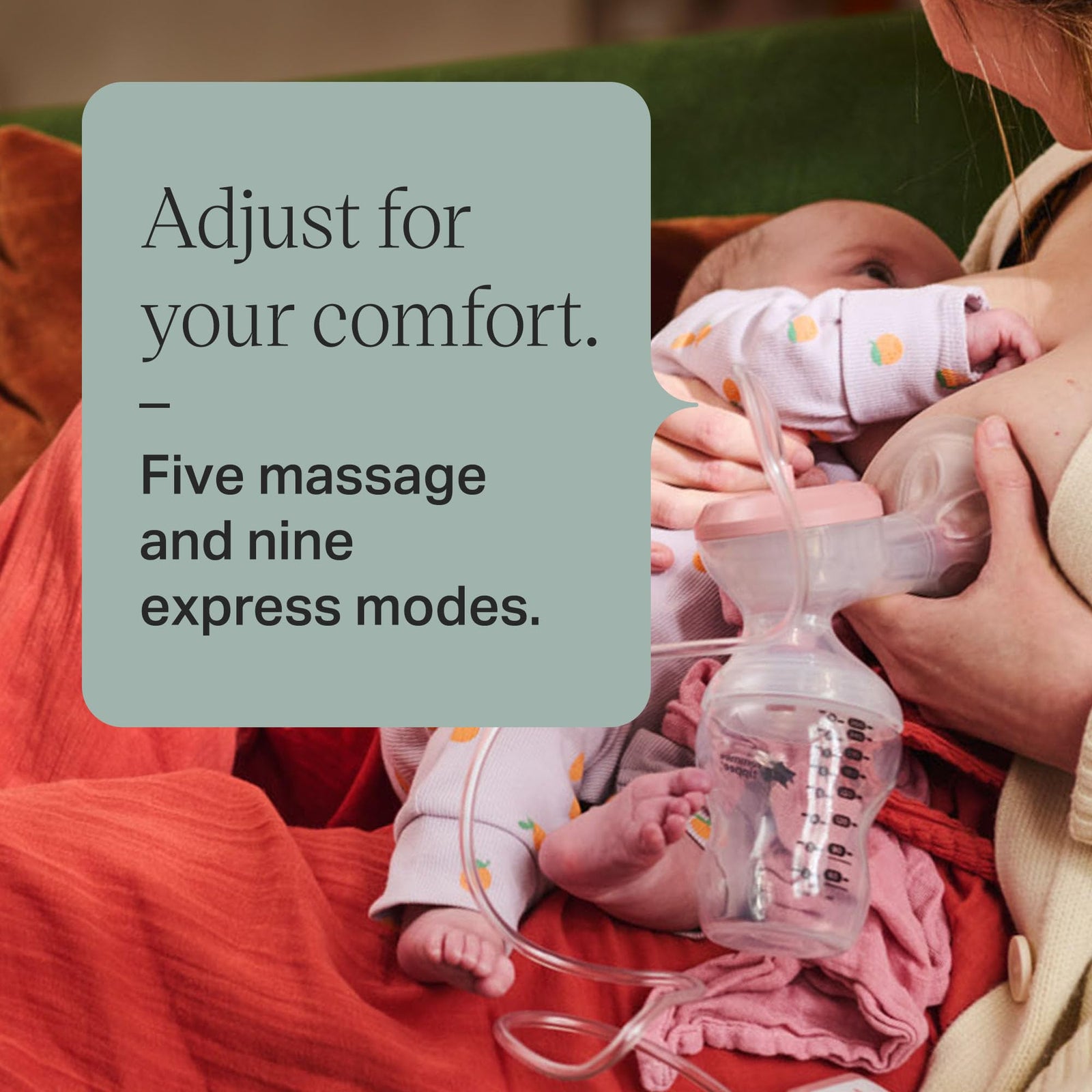 Tommee Tippee Made for Me Single Electric Breast Pump, Strong Suction, Soft Feel, USB Rechargeable, Quiet, Portable, Express Modes, Baby Bottle Included - Safqqa Egypt