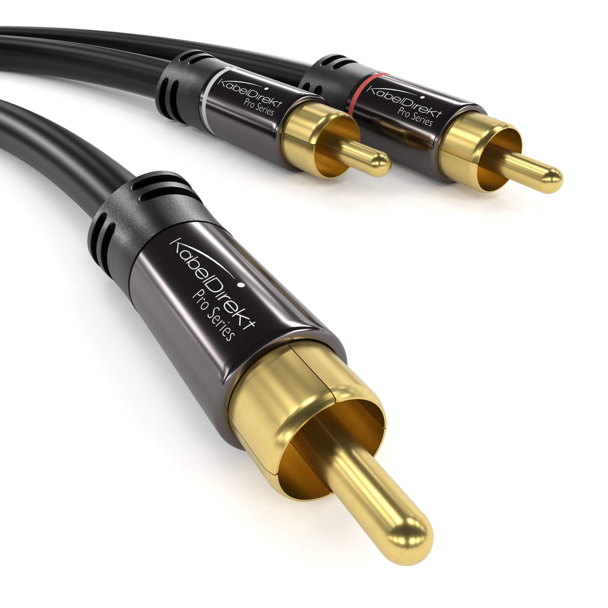 KabelDirekt 457 0.5m RCA Y Cable (1 to 2 RCA, Stereo Audio, Coaxial Male/Male Cinch Plugs, Analog/Digital, Adapter for Subwoofers, Amps, Hi-Fi, Home Cinema, Receivers) - Black