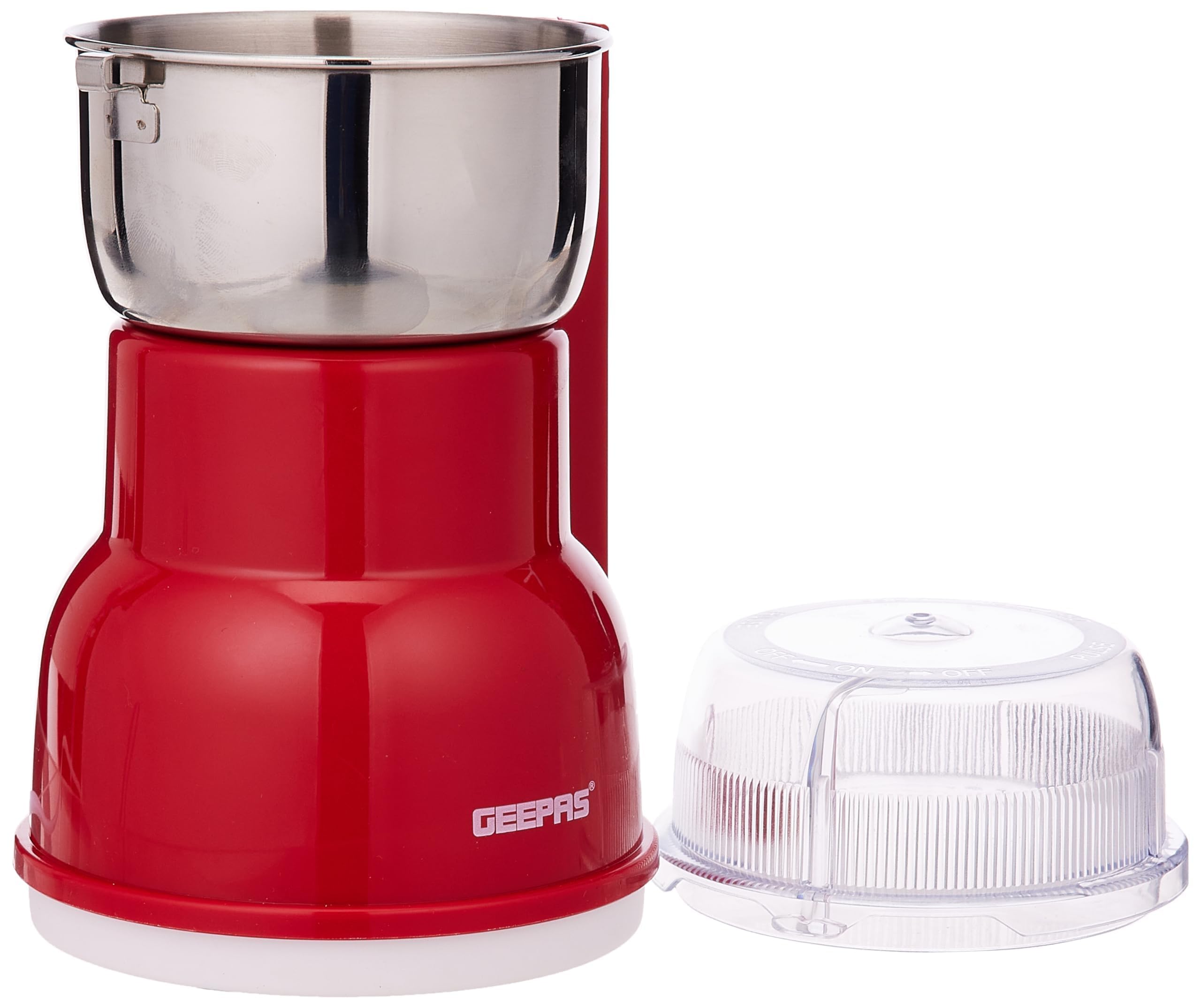 Geepas 180W Electric Coffee Grinder - Stainless Steel Blade |Stainless Steel Cup for Grinding, Overheat Protection | Removable Steel Bowl