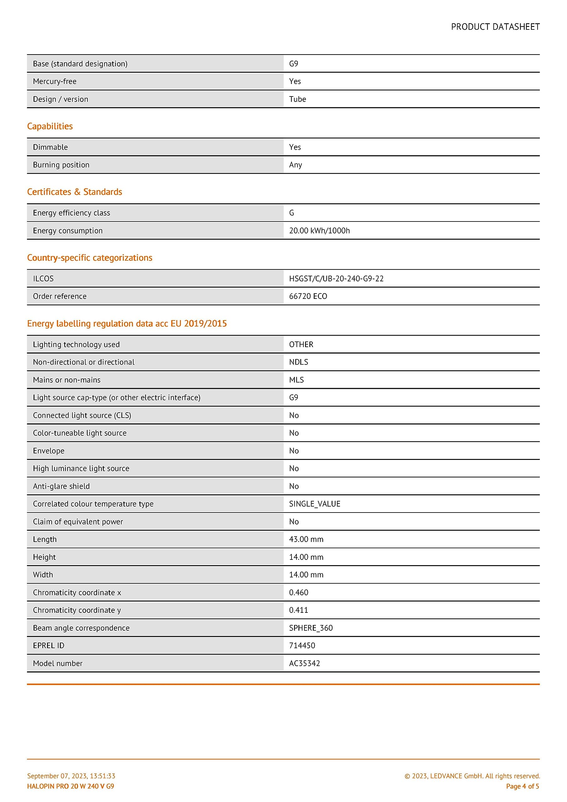 نوّر مساحتك بكفاءة مع مصباح الهالوجين أوسرام Halopin G9 بقدرة ٢٠ واط  ٢٤٠ فولت. يوفر هذا المصباح عالي الجودة إضاءة مشرقة ومتناسقة، مثالية للإضاءة الجانبية، والإضاءة الوظيفية، والتركيبات الزخرفية. – Safqqa Egypt