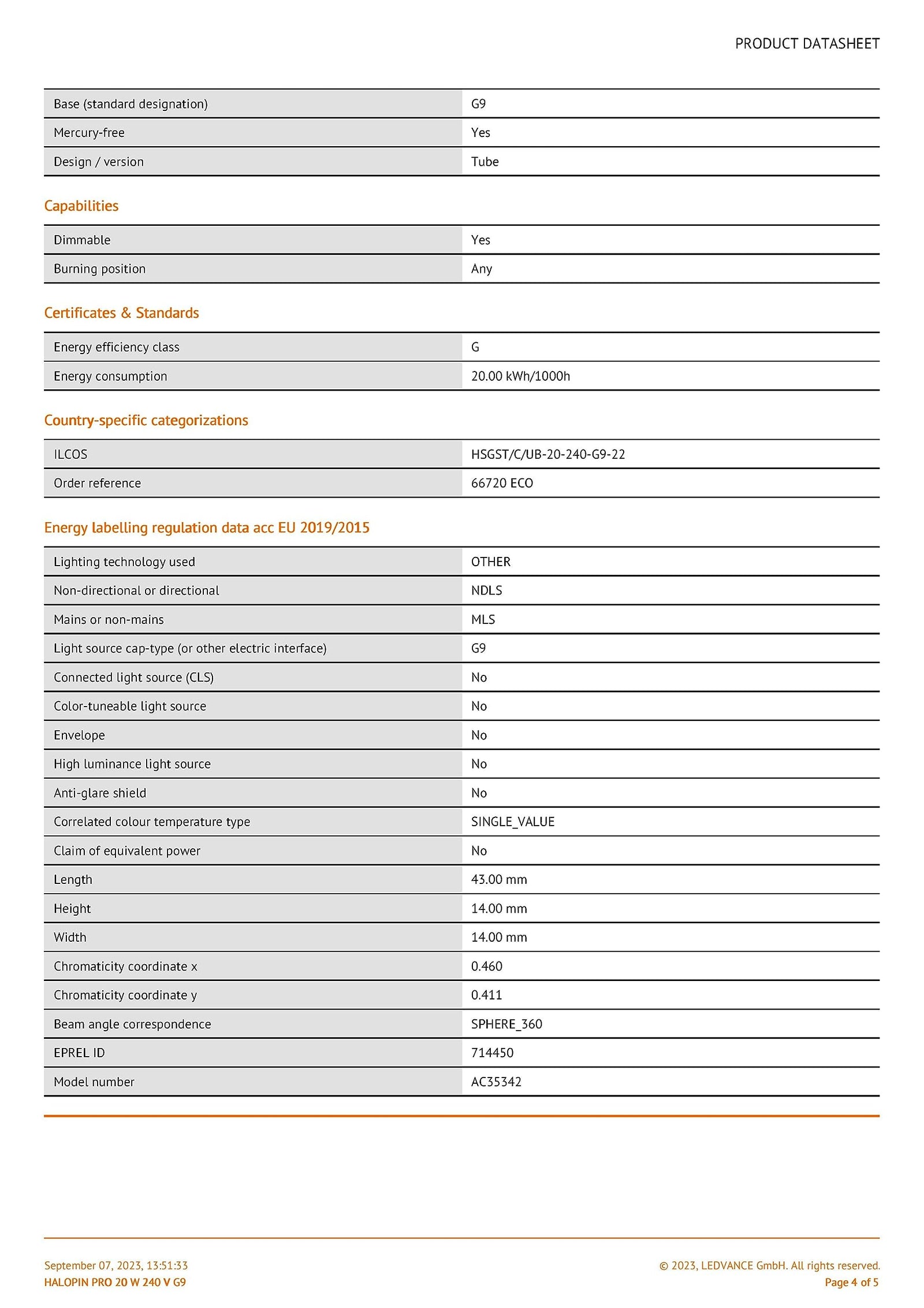 نوّر مساحتك بكفاءة مع مصباح الهالوجين أوسرام Halopin G9 بقدرة ٢٠ واط  ٢٤٠ فولت. يوفر هذا المصباح عالي الجودة إضاءة مشرقة ومتناسقة، مثالية للإضاءة الجانبية، والإضاءة الوظيفية، والتركيبات الزخرفية.