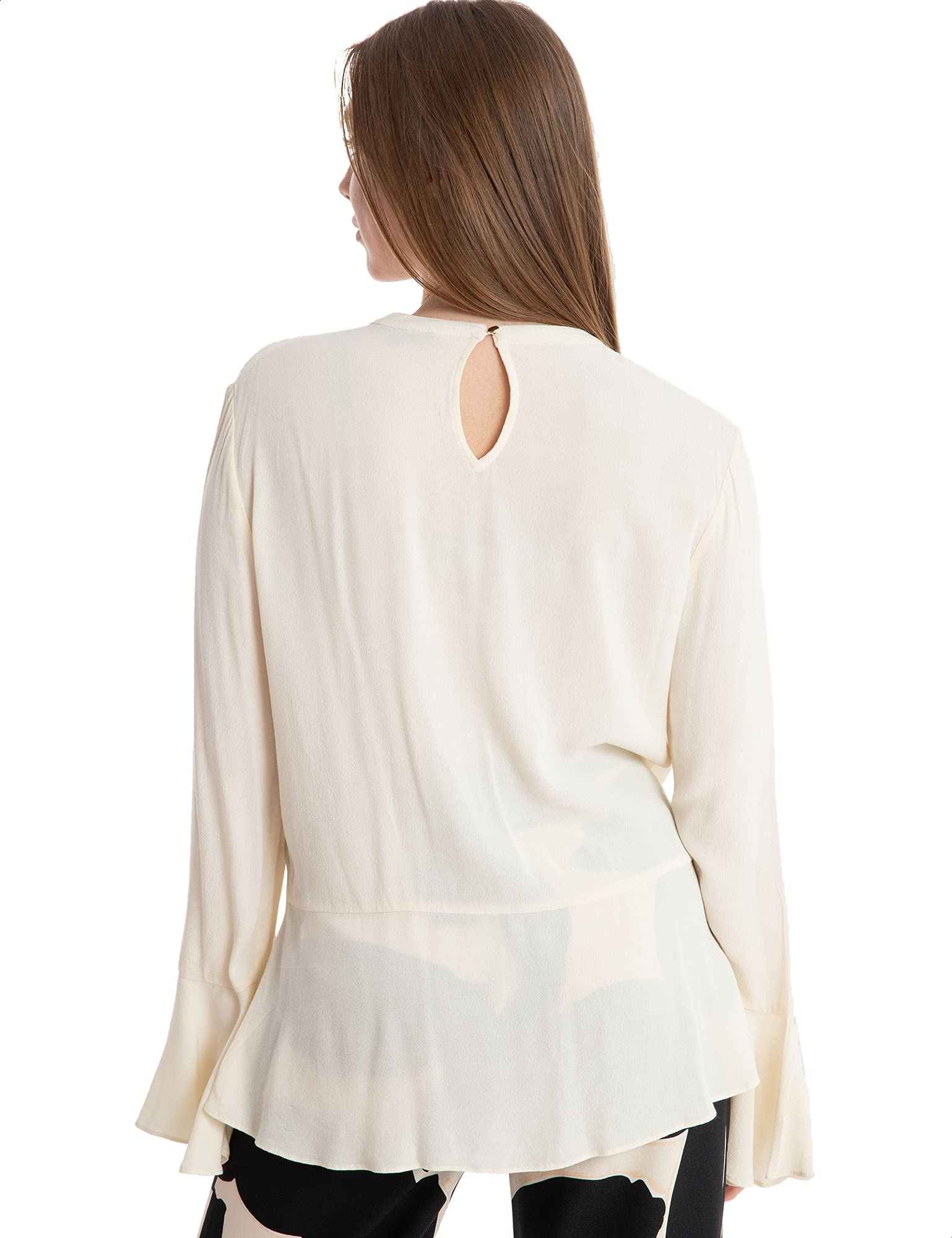 Dalydress Keyhole-Front Bell Sleeves Ruffled Blouse for Women - Safqqa Egypt