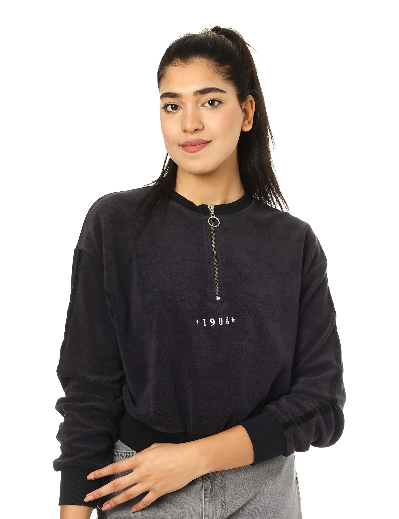 Lee Cooper Regular Sweatshirts With Half Zipper For Women,Durable Lee Cooper quality suitable for frequent use.