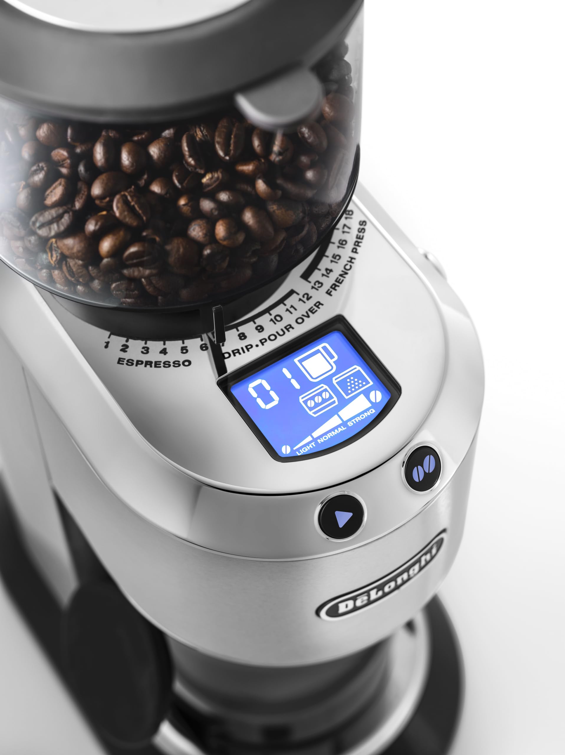 De'Longhi Stainless Steel Dedica Conial Burr Coffee Grinder KG521M (There is a small crack in the grinder's lock, but it closes securely and does not affect its usability)