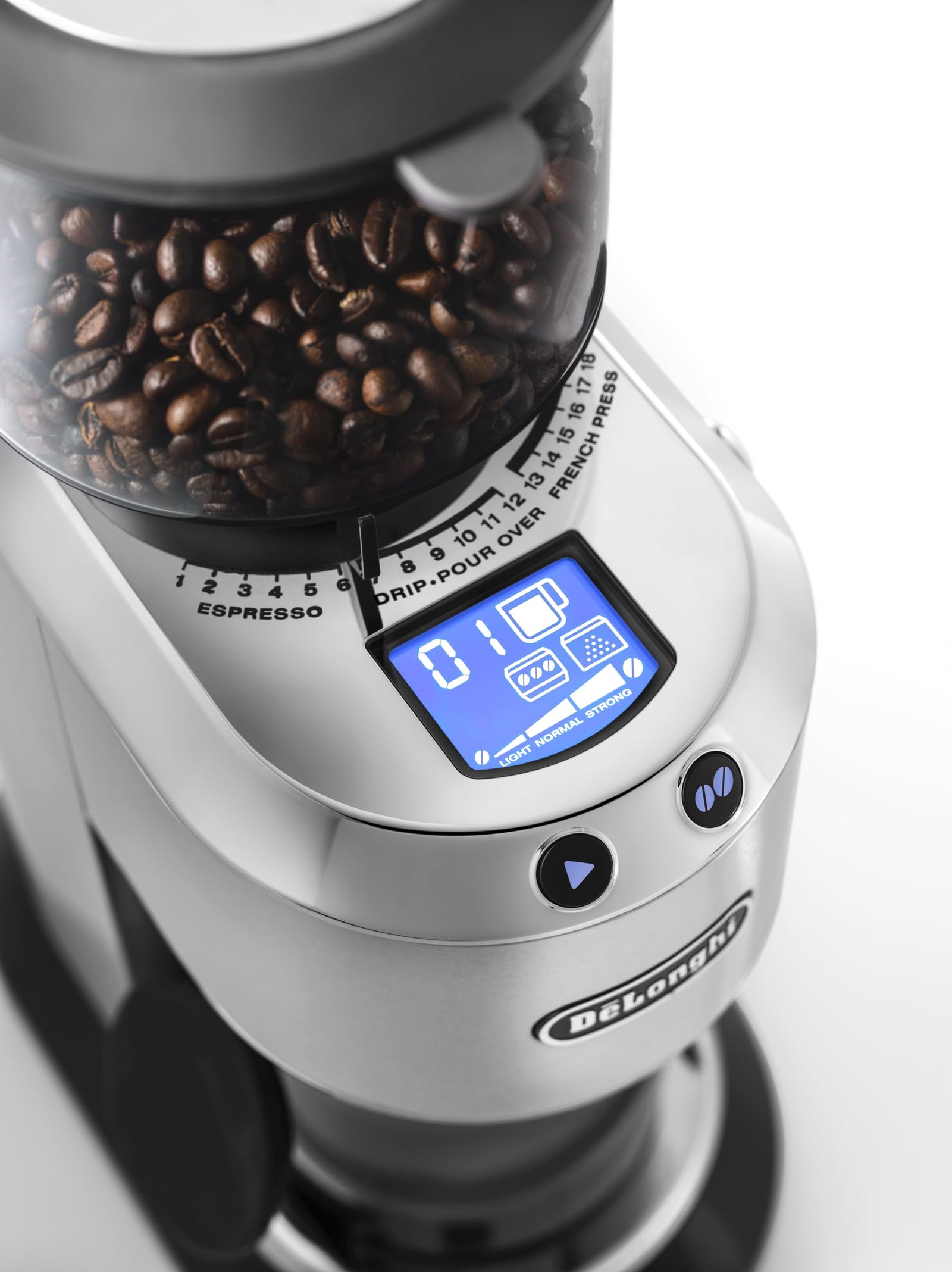De'Longhi Stainless Steel Dedica Conial Burr Coffee Grinder KG521M (There is a small crack in the grinder's lock, but it closes securely and does not affect its usability)