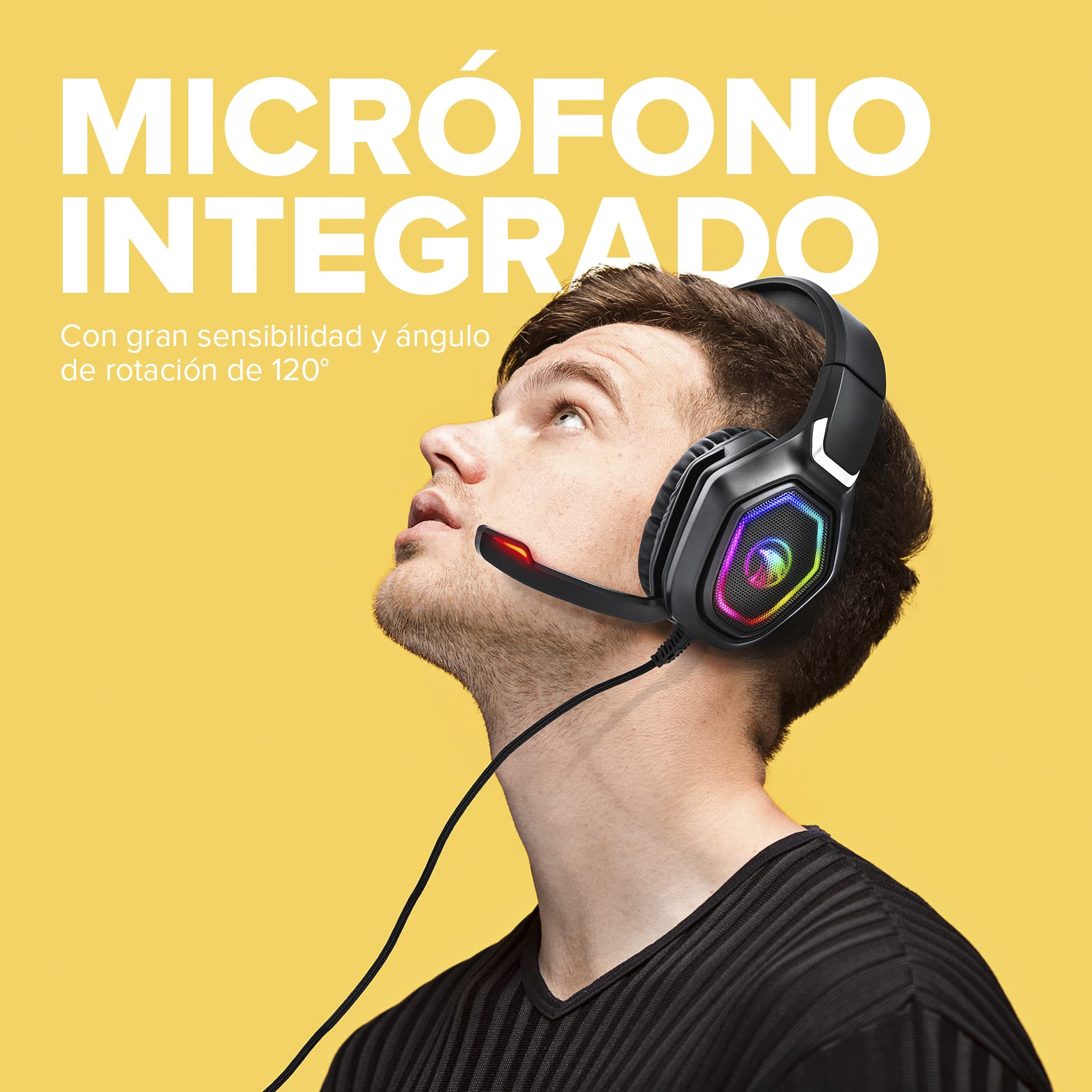 HALTEN INNOVACIÓN EN ACCIÓN -Havit h659d gaming headset, rgb 50mm 3d surround stereo, flexible and convenient 90 rotating earmuffs, 120 omnidirectional mic., Wired Headphones Headset