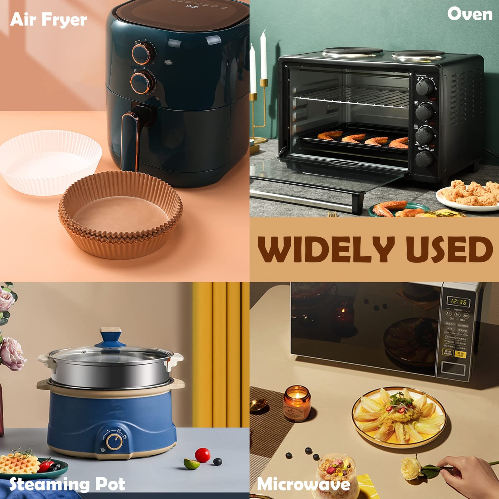 Zwirelz Airfryer Pack of 50 Air Fryer Parchment Paper Liner Air Fryer Non-Stick Disposable Paper for Frying Pan, Oven, Microwave and Hot Air Fryer