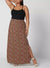 Printed Maxi A-line Skirt with Elasticised Waistband and Side Slit