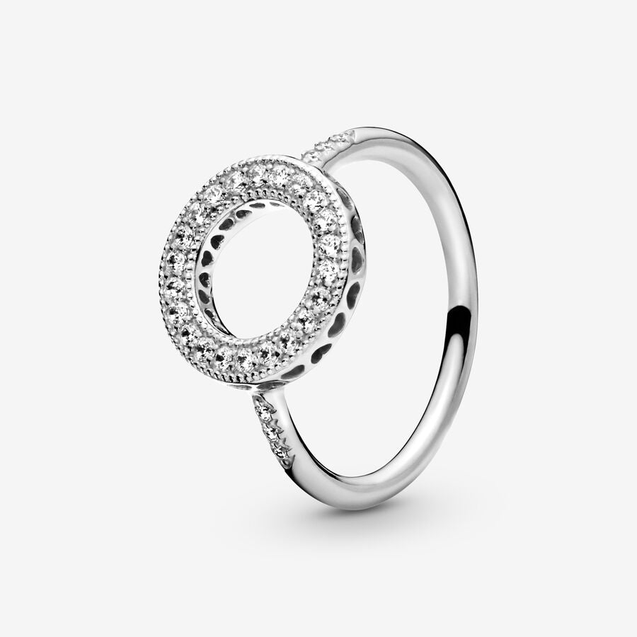Silver ring with clear cubic zirconia