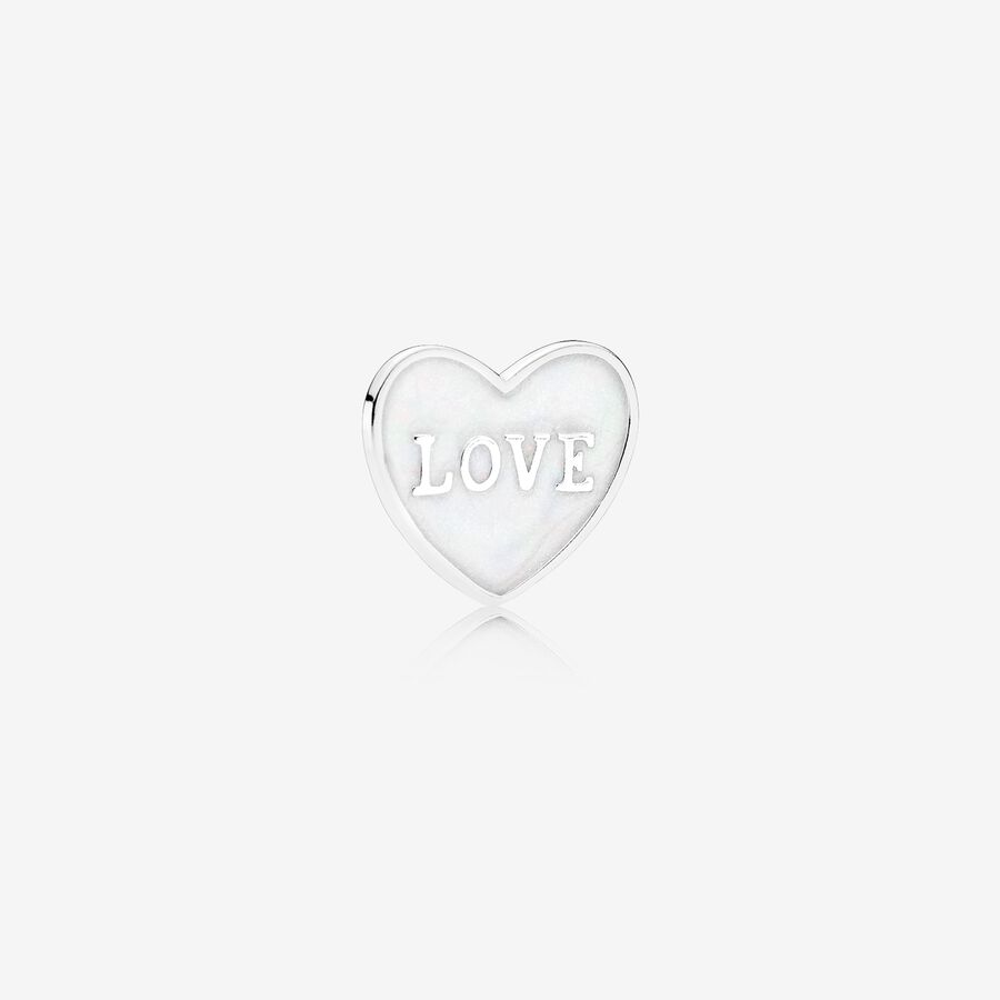 Small Love heart silver plate with silver enamel