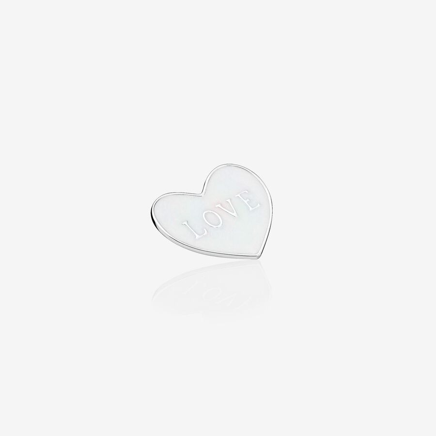 Medium Love heart silver plate with silver enamel