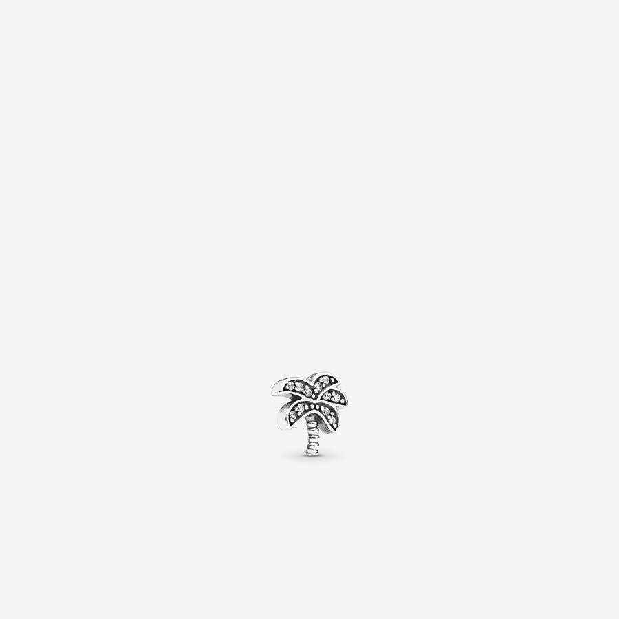 Pandora palm tree silver element with clear cubic zirconia