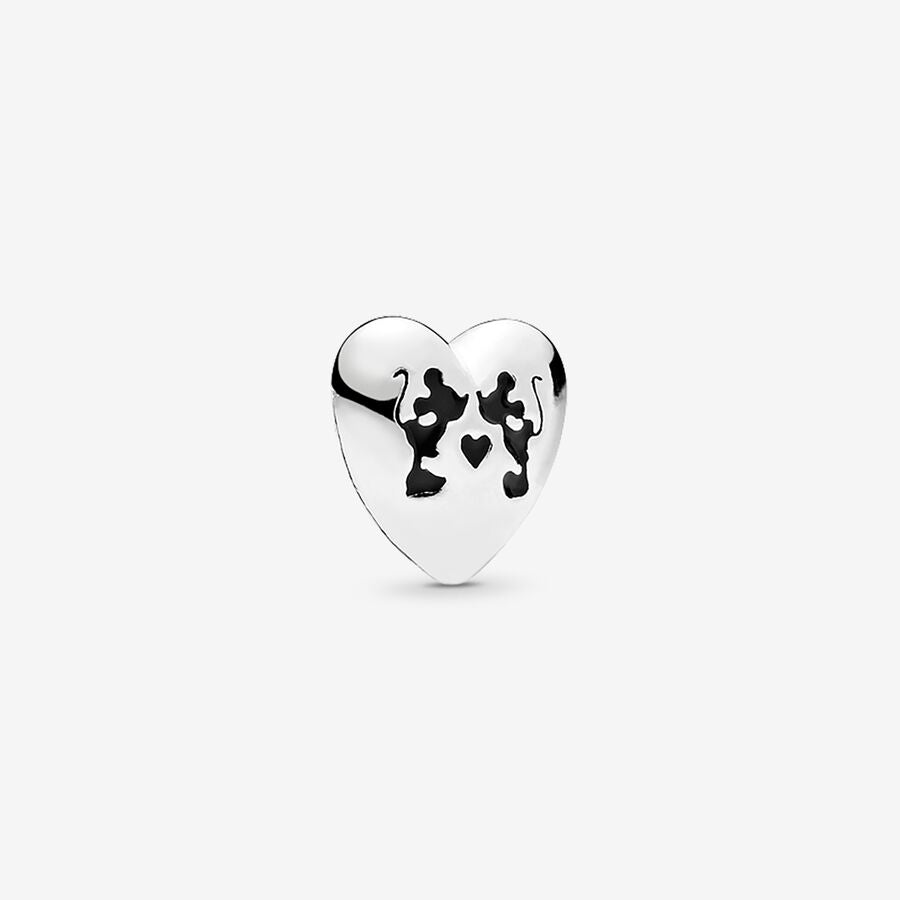 Disney Minnie & Mickey heart silver petite element with black enamel