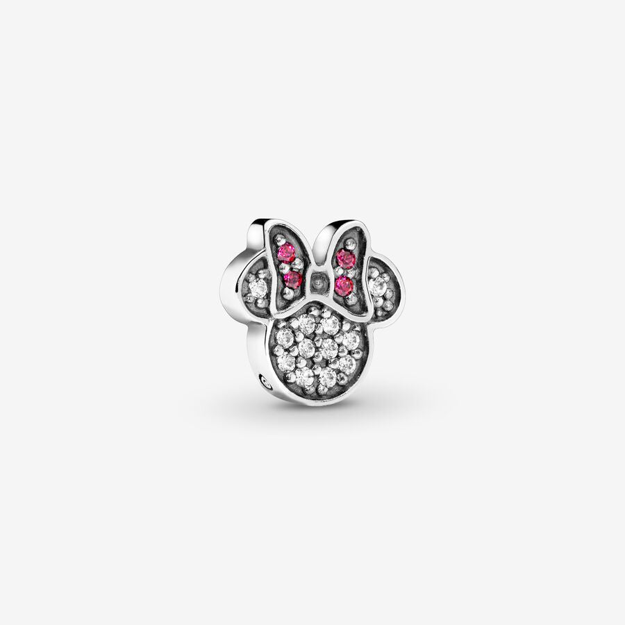 Disney Minnie silhouette silver petite element with clear and red cubic zirconia