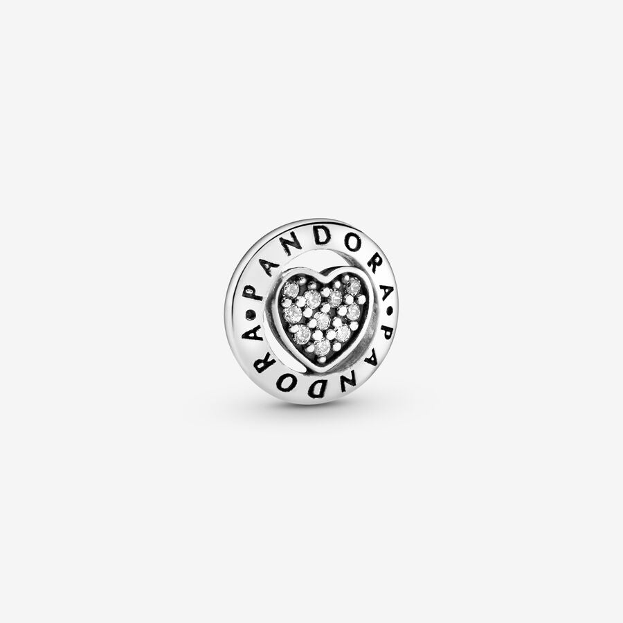 Pandora Logo Locket Charm in Sterling Silver with Clear Zirconia