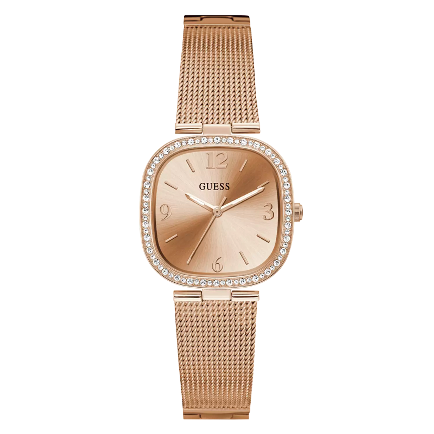 Guess Tapestry Rounded Square Silver Dial Stainless Steel Strap Women’s Watch