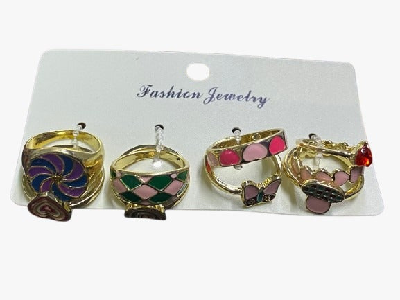 Generic Open ring in the shape of purple hearts