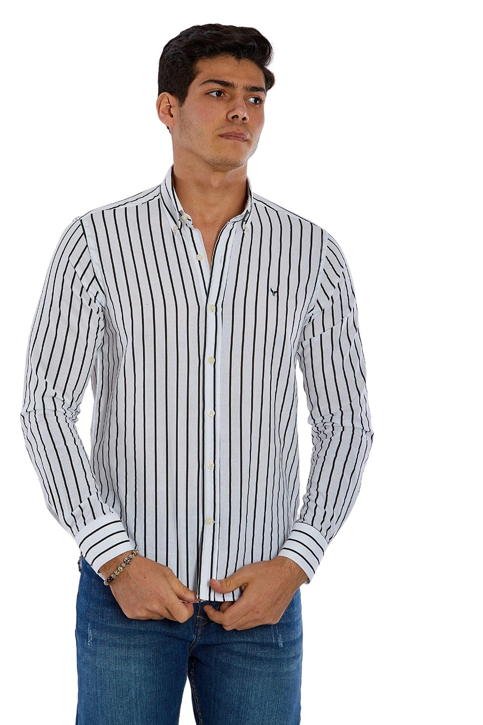 Dockland Vertical Stripped Shirt For Men,• Long sleeves suitable for versatile styling.