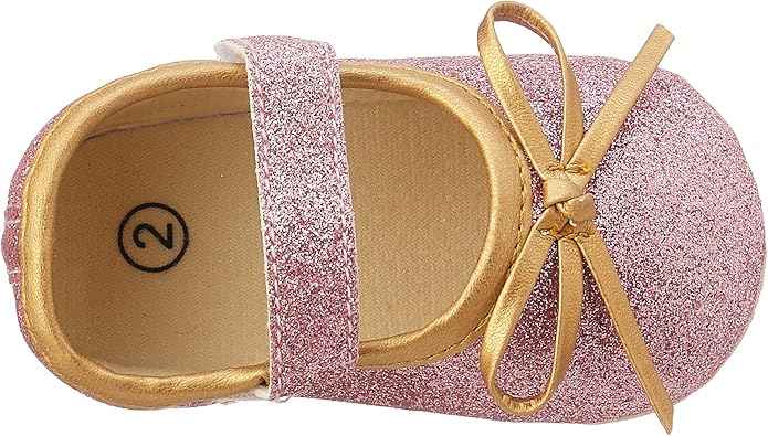 Mix & Max Girls' Two-Tone Metallic Bow-Detail Mary Jane Shoes