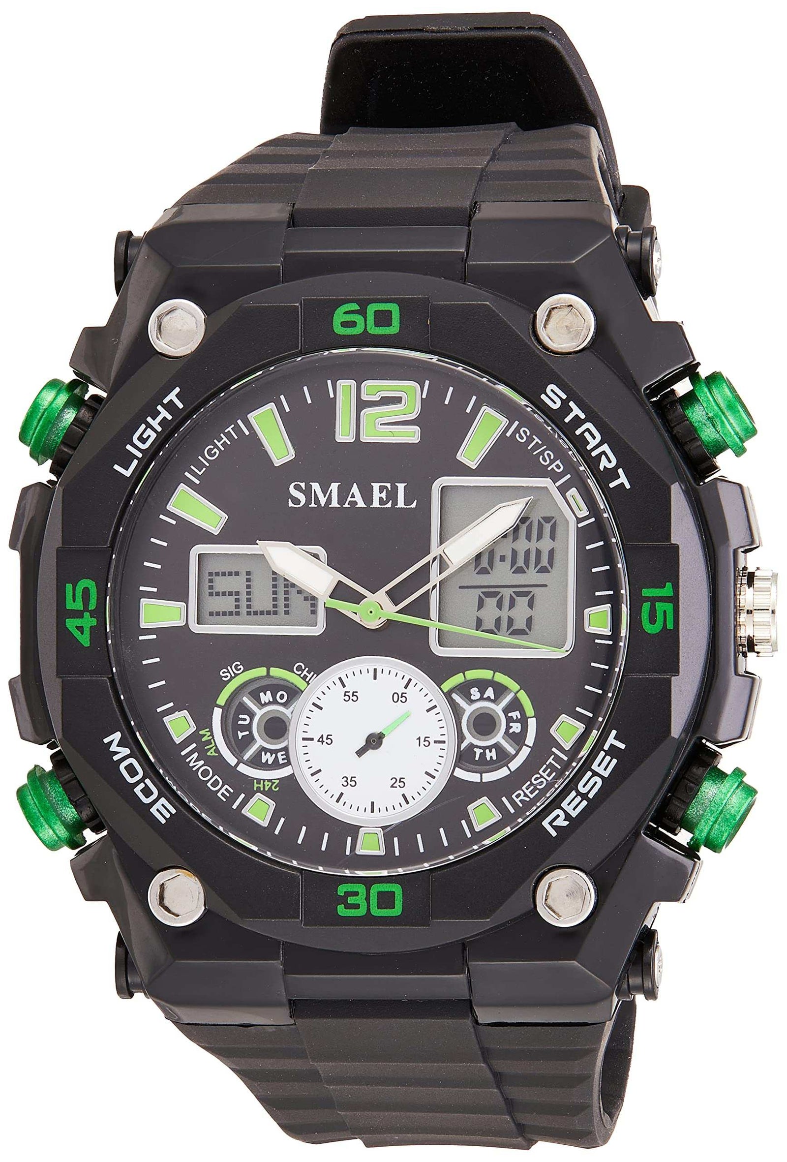 FT238 Black Round Analog-Digital Rubber Watch For mens