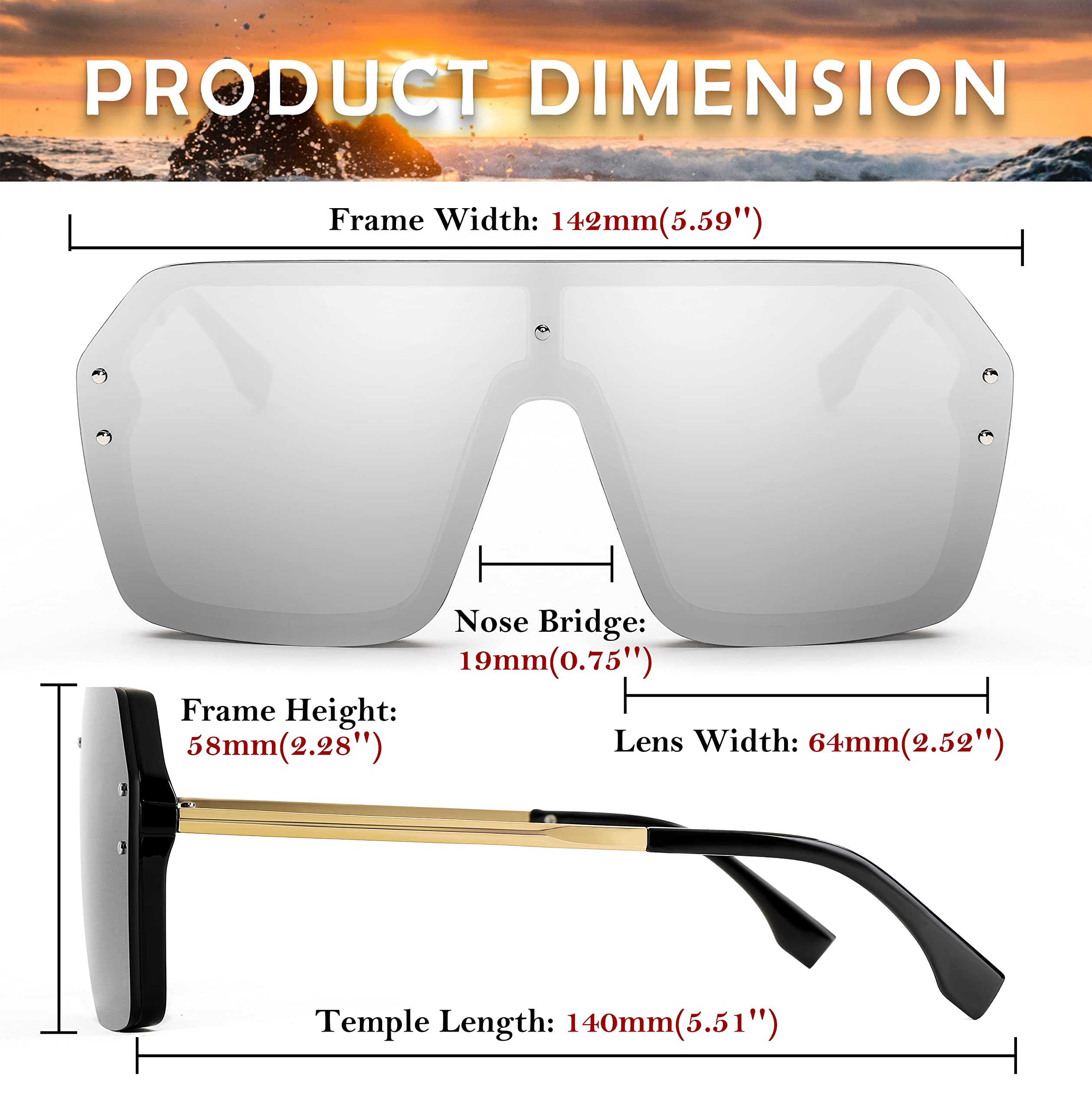 FEISEDY Classic Rimless Sunglasses – Stylish Retro Design for Women & Men – Safqqa Egypt