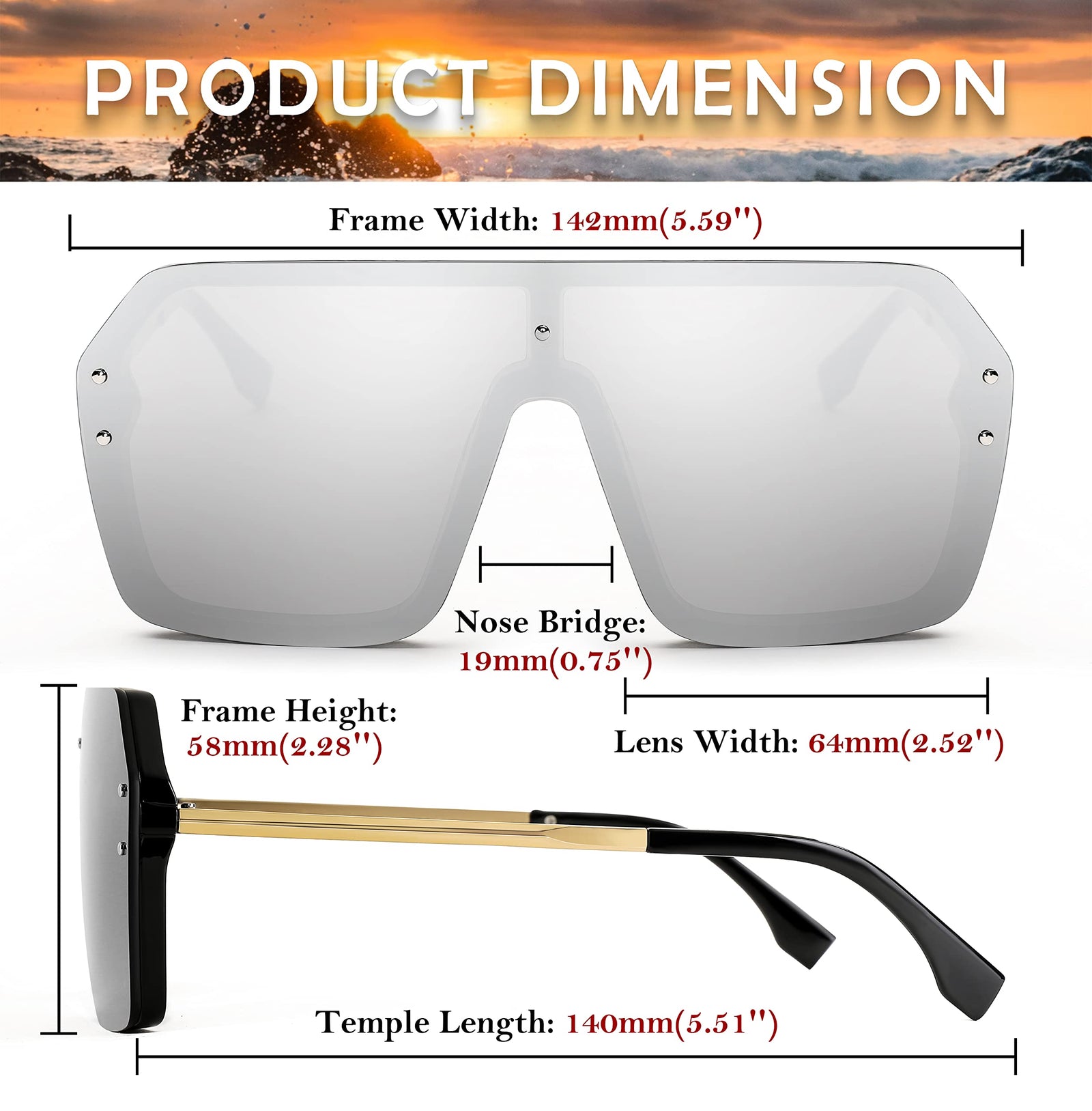 FEISEDY Classic Rimless Sunglasses – Stylish Retro Design for Women & Men