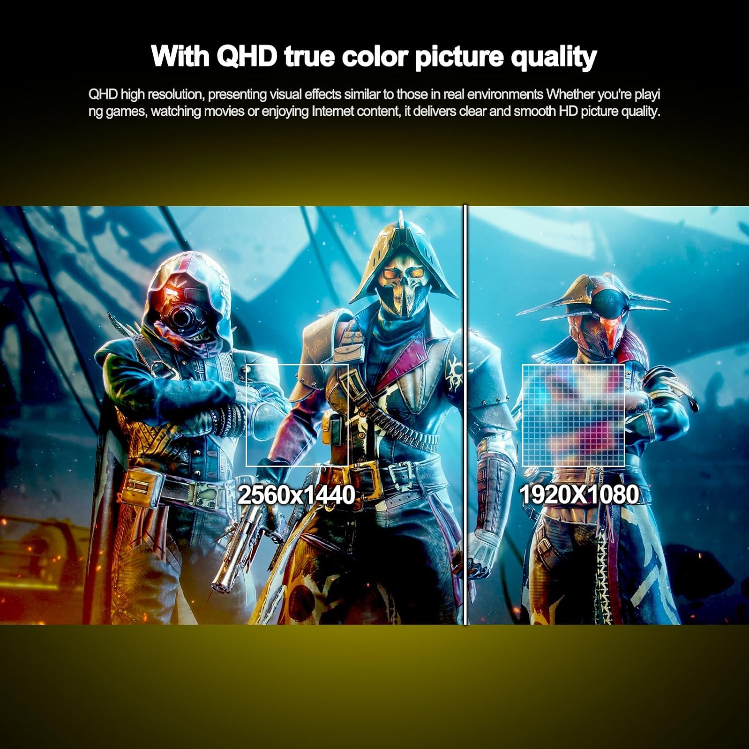 AESNO 27 Inch Gaming Monitor 2K 144Hz QHD 1ms FreeSync 100% sRGB-Open Box
