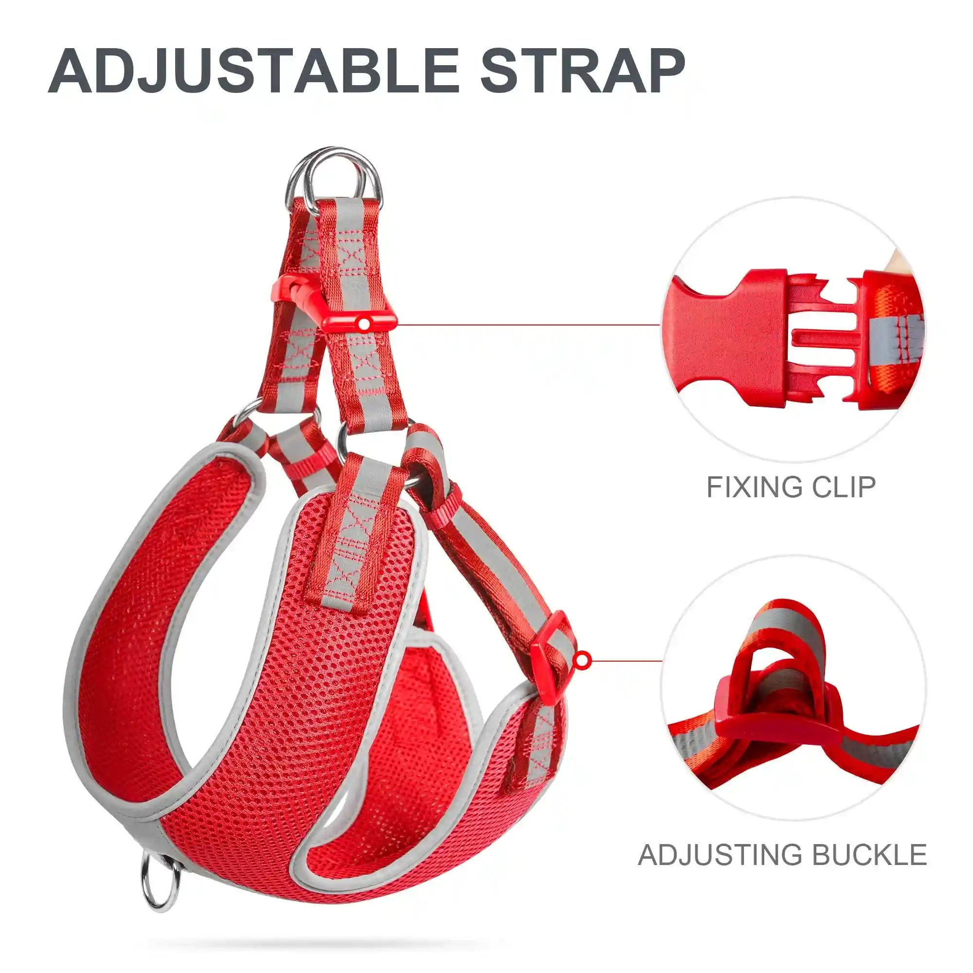 Fida Step-in Dog Harness, Superior Reflective Puppy Vest Harness- All Weather Air Mesh, Adjustable Harness for Large Dogs (L, Red) - Safqqa Egypt