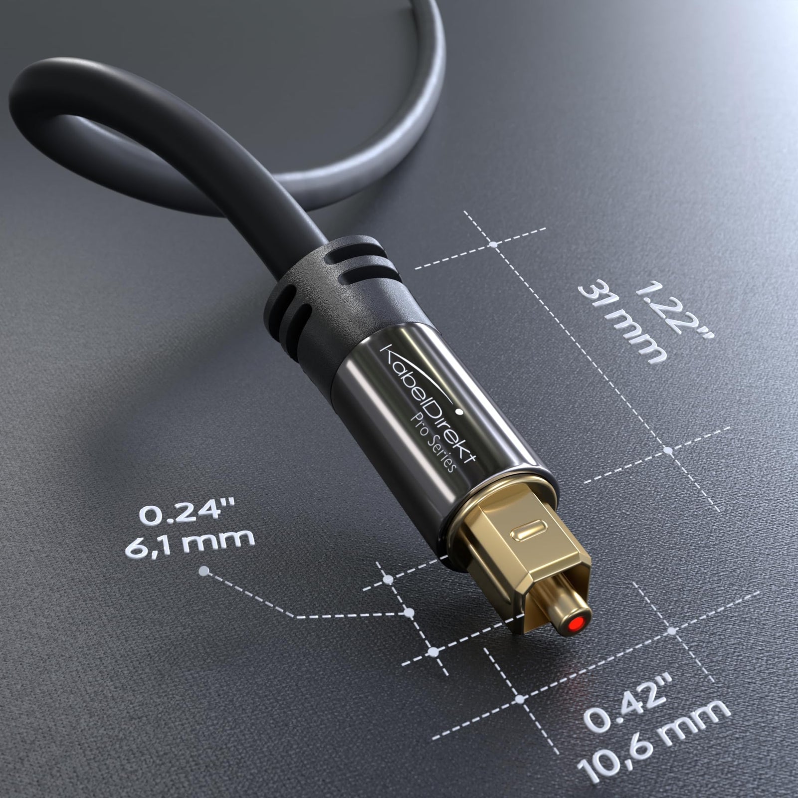 KabelDirekt 310 15m Optical Digital Audio Cable/TOSLINK Cable (TOSLINK to TOSLINK, fibre optic cable, for Home Theater, PS4, XBOX) PRO Series black